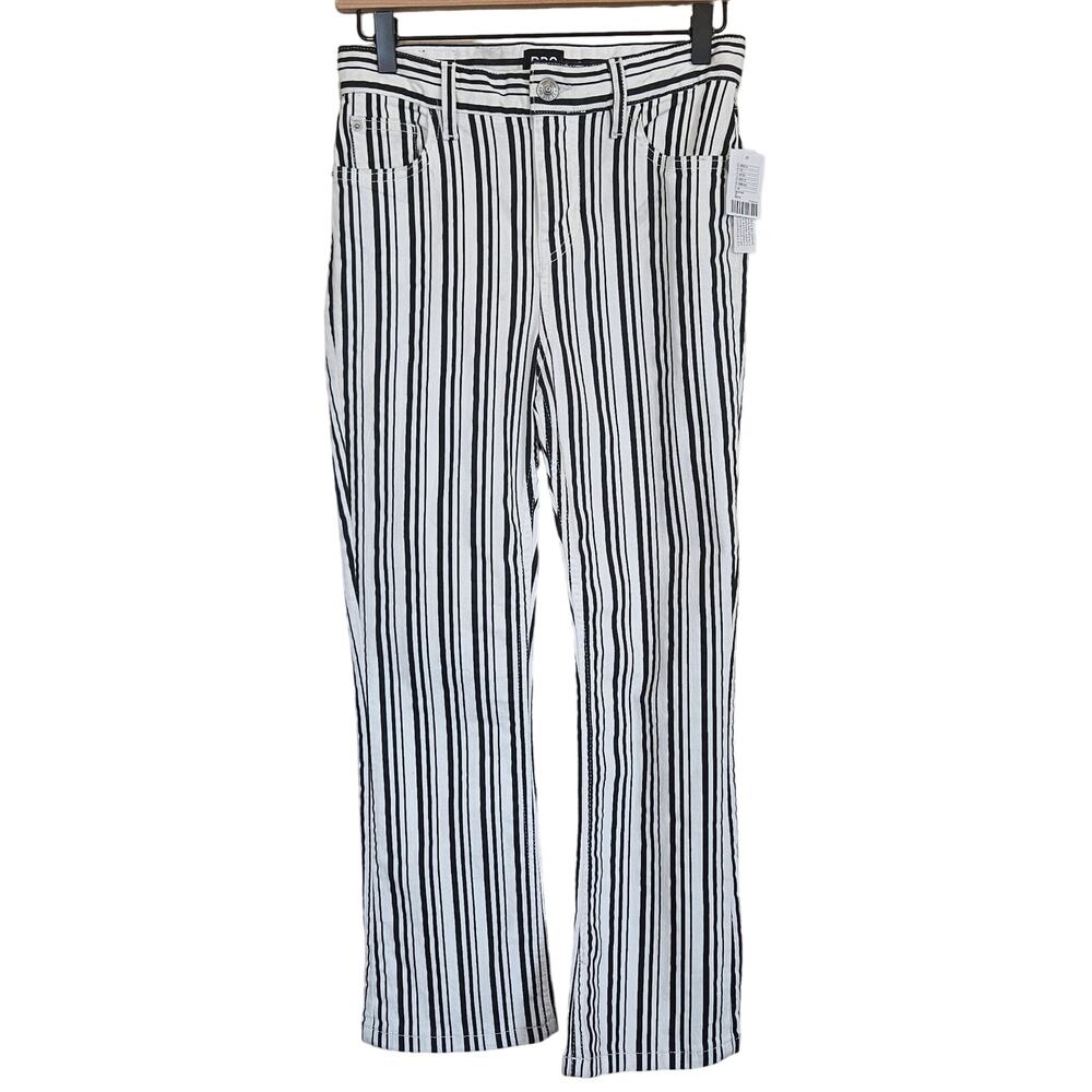 BDG UO Kick Flare High-rise Cropped Jean Black White Striped Women's 25 Casual